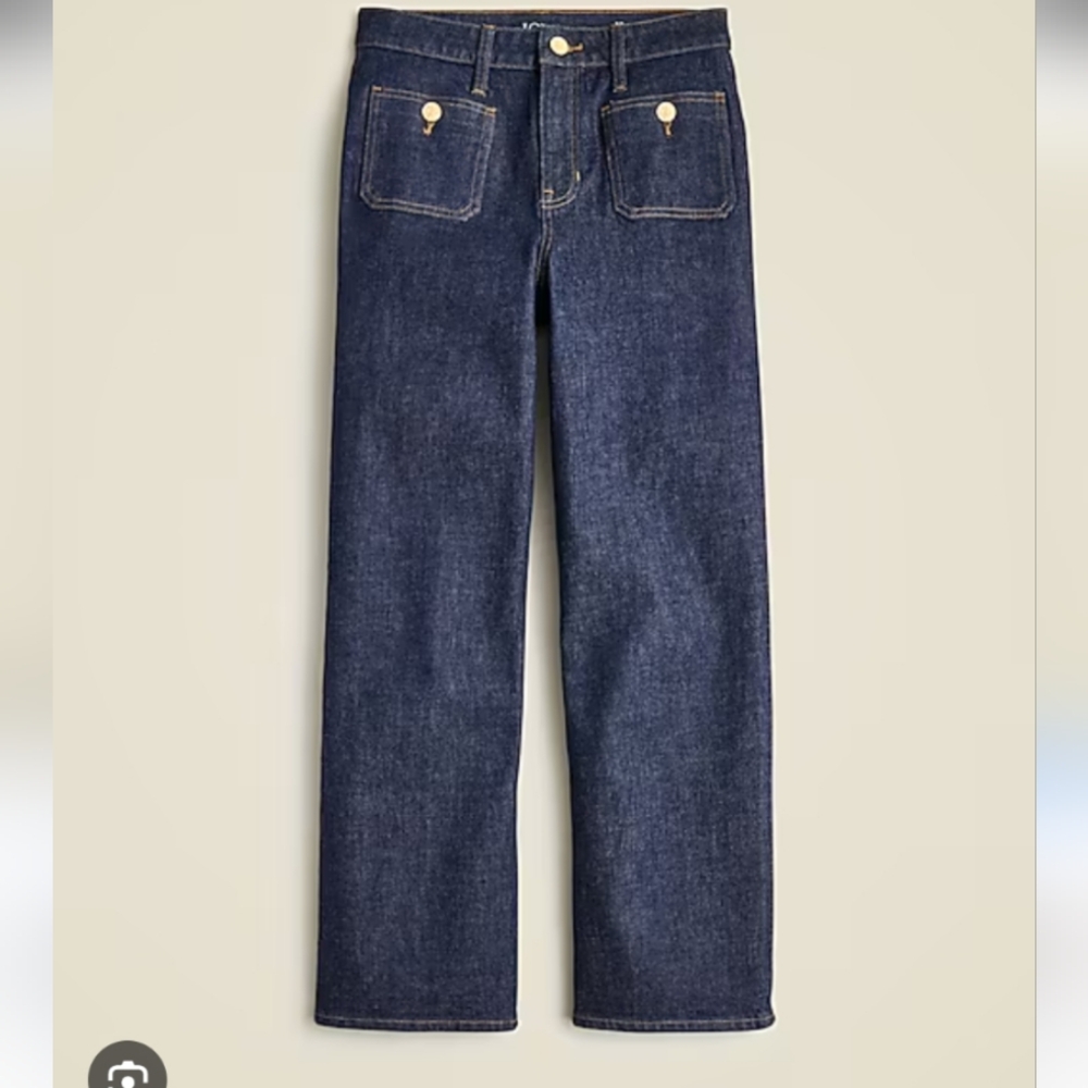J.Crew Wide Leg Sailor Style Front Pocket Dark Denim Jeans